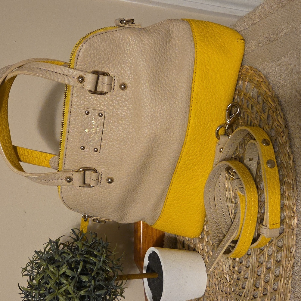 kate spade Beige and Yellow Leather Crossbody Satchel